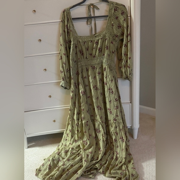 Free People Olive Floral Long - Picture 3 of 9